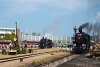 The ÖBB 310.23 and the MÁV 411,118 seen at MVP - Magyar Vasúttörténeti Park during the Steam Locomotive Grand Prix