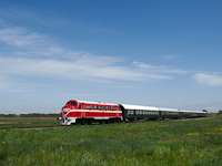 The M61 001 is hauling a historic train on the rarely used Börgönd-Szabadbattyán railway