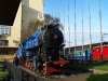 Tito kék vonatának 424 sorozatú gõzmozdonya Belgrádban a fõpályaudvaron