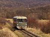 A Királyréti Erdei Vasút M06-401 pályaszámú "Tóbi" motorkocsija Szokolya-Riezner és Paphegy között