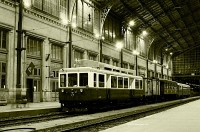 The preserved railcar of the ACSEV at Budapest-Nyugati station