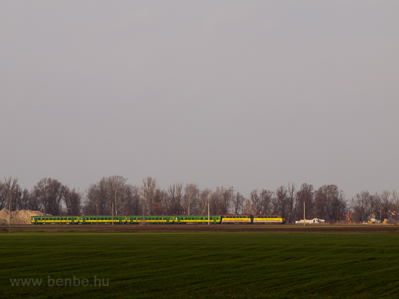 Two unknown class V43/430 locomotives haul a passenger train to Győr near Csorna photo