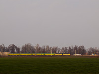 Two unknown class V43/430 locomotives haul a passenger train to Győr near Csorna