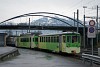 The Transports Publics du Chablais (TPC) Bt 431 seen at Aigle with the historic BCFe 4/4 1 visible in the background under the overpass