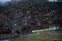 An Aigle-Leysin rack-train is coming down between Pont-de-Drapel and Fontanney in the vineyards