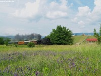 The historic steam locomotive 424,247 near Piliscsév
