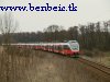 Three 5342 EMUs are arriving at Környe, 001-002-003 in order