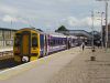The Turbostar train no. 170-452 of First ScotRail going from Inverness to Aberdeen is arriving at Inverurie