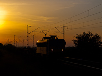 The 630 045 (ex V63 045) se seen hauling a freight train between Hort-Csány and Hatvan