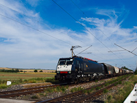 The MRCE Dispolok ES 64 F4 - 155 is seen hauling a freight train between Muzsla and Köbölkút