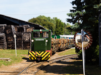 The class C50 locomotive number 98 55 8235 347-2 of the Csömödér Narrow-gauge Forestry Railway seen at Csömödér station hauling a freight train