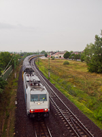The Railpool 185 636-8 is seen hauling the Mercedes train at Vecsés