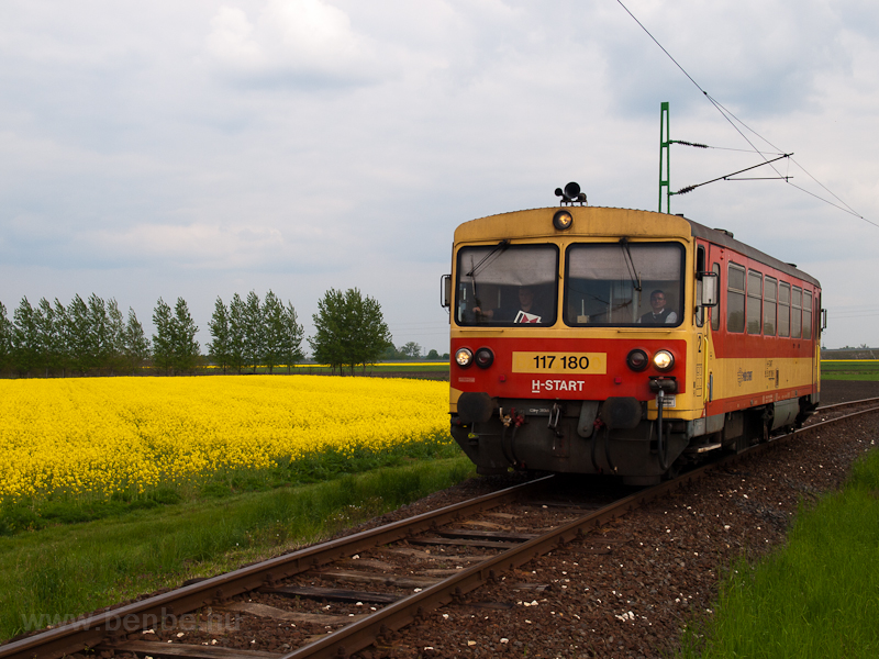 The 117 180 is arriving at Csorna from Pápa on line 14 photo