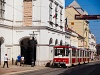 The old red-white Tatra KT8D5 No. 211 seen at Miskolc, at the National Theater