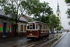 The BKV no. 611 historic tram car at Kolosy tér