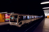 Refurbished Soviet metro train (81.714/717K) <q>Panda</q> at Pöttyös utca