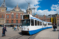 An old tram at Amsterdam Centraal