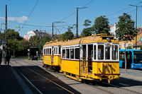 The BKV Budapest woodframe historic tram number 2806 with a class EP trailer seen at Széll Kálmán tér