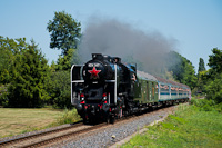 The MÁV-Nosztalgia kft. 424,247 steam locomotive seen between Balatonudvari and Fövenyes