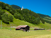 Az RhB Ge 6/6 I  414-es Krokodil mozdonya nosztalgiavonattal Trunban