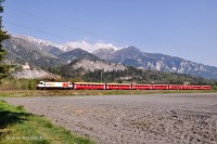 The RhB Ge 4/4<sup>III</sup> 641 <q>Coop</q> with a St. Moritz to Chur RegioExpress train between Rodels-Realta and Rothenbrunnen