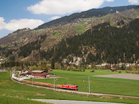 The RhB Ge 6/6<sup>II</sup> 705 heavy freight and fast train locomotive between Ilanz and Castrisch