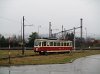 The historically painted EMU of the Trencianske Teplice electrified narrow gauge railway at the streets of Trencianská Teplá (Hõlak)