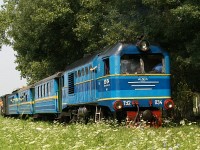 A Beregszászi Kisvasút TU2 034 pályaszámú mozdonya az indulás előtt Alsóremetén