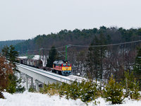 The M62 308 is pulling a mixed freight train on the small viaduct between Nagyrákos and Őriszentpéter