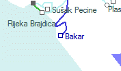 Bakar szolgálati hely helye a térképen