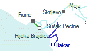 Sušak Pecine szolgálati hely helye a térképen