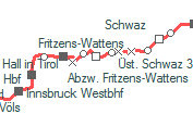 Fritzens-Wattens szolgálati hely helye a térképen