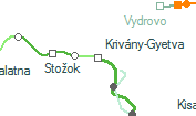 Krivány-Gyetva szolgálati hely helye a térképen