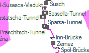 Sparsa-Tunnel szolglati hely helye a trkpen