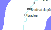 Bradina szolgálati hely helye a térképen