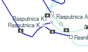 Rasputnica K szolgálati hely helye a térképen