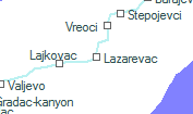 Lazarevac szolgálati hely helye a térképen