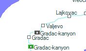 Valjevo szolgálati hely helye a térképen