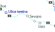Sevojno szolgálati hely helye a térképen