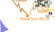 Mokra Gora (567 m) szolgálati hely helye a térképen