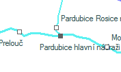 Pardubice hlavní nádraži szolgálati hely helye a térképen