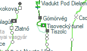 Tisovecký tunel szolgálati hely helye a térképen