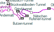 Rufenen-tunnel szolgálati hely helye a térképen