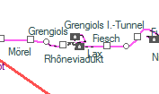 Grengiols II.-Tunnel szolgálati hely helye a térképen