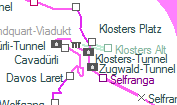 Klosters-Tunnel szolgálati hely helye a térképen