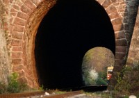 Bzmot 373 winking in the tunnel at Balatonakarattya