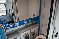 The interior of the MV-START 815 003 Stadler KISS bi-level commuter electric multiple unit