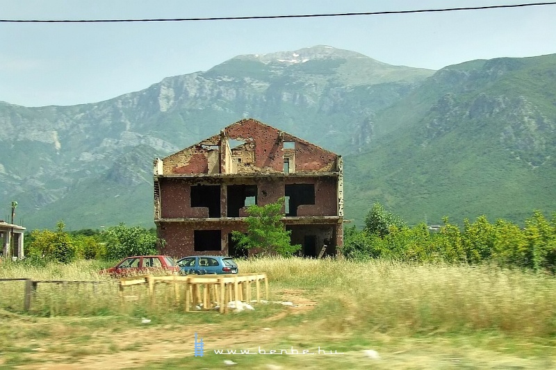 A ruined and gunhit house near Mostar photo