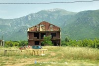 A ruined and gunhit house near Mostar