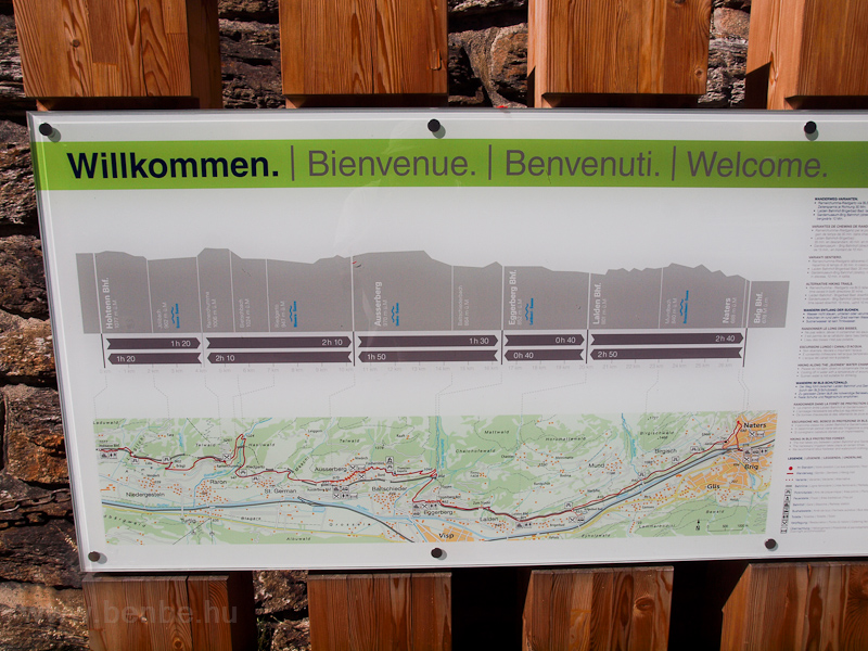 Ausserberg krnyknek turistatrkpe s a Bahnwanderweg tvonala fot